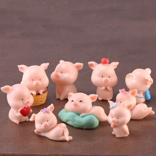 9 ชิ้น Kawaii ตุ๊กตาหมูจิ๋วน่ารักตุ๊กตาสัตว์ของเล่น Lucky Piggies เค้ก Topper ตกแต่งเรซิ่น DIY ตกแต่งโครงการหัตถกรรม