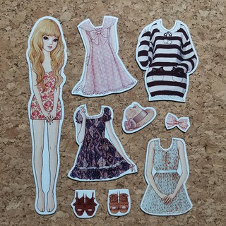 Paper Doll 04 แต่งตัวตุ๊กตาแม่เหล็กยาง / แต่งตัวตุ๊กตากระดาษ / แม่เหล็กติดตู้เย็น / แต่งตัวตุ๊กตา / ตุ๊กตาแม่เหล็ก