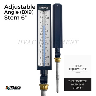 Trerice, BX9, Adjustable Angle Industrial Thermometer, Stem 6", เกลียว 3/4"NPT เทอร์โมมิเตอร์ (ไม่รวม Thermowell)