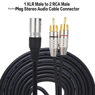 【RB】สายเคเบิลเชื่อมต่อเสียงสเตอริโอ 3m 1 XLR to 2 RCA Male Plug