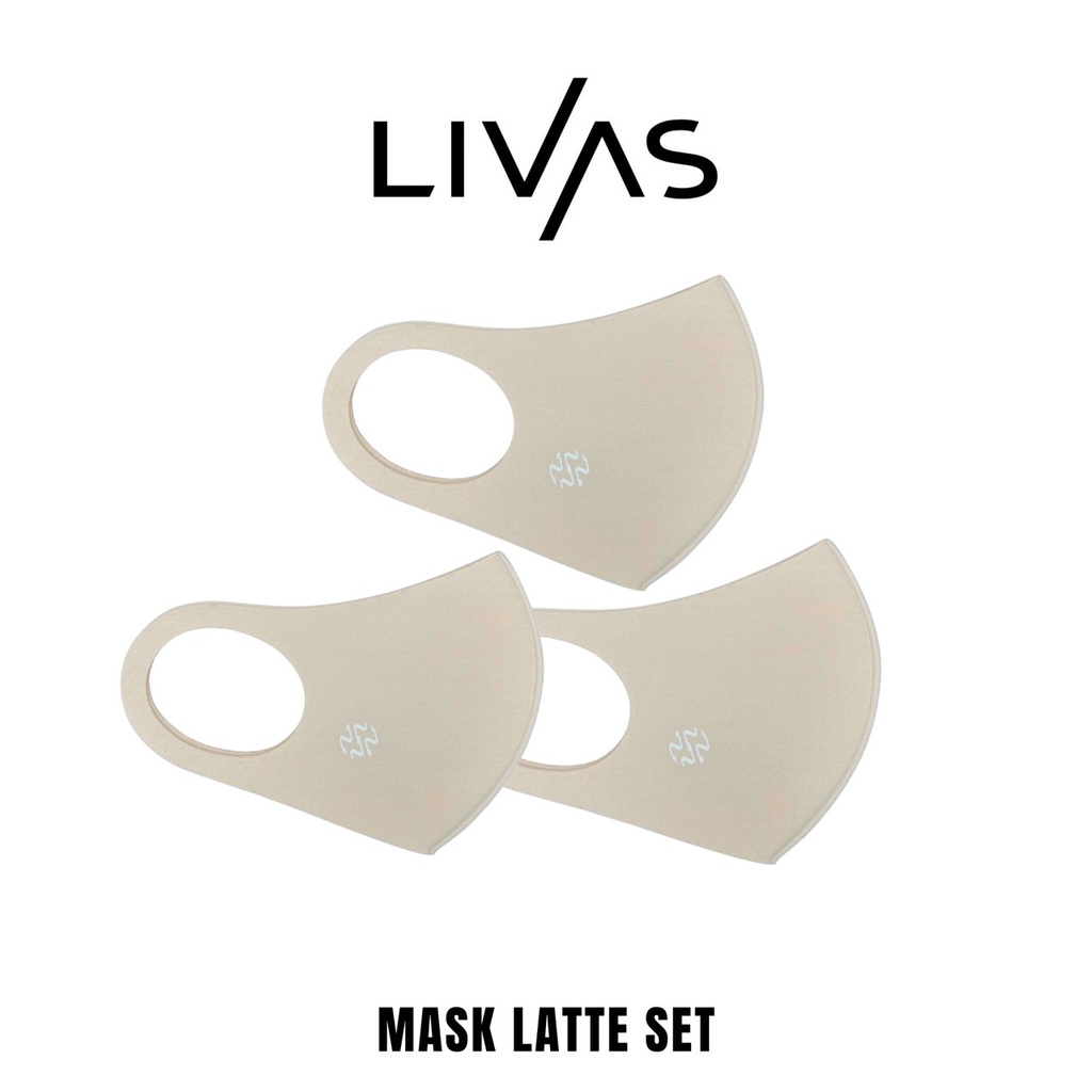 3 ชิ้น LIVAS เซตหน้ากากผ้าสีลาเต้ 3 ชิ้น Mask Latte แมสเกาหลี แมสผ้า หน้ากากผ้า ทรงเกาหลีสไตล์มินิมอล แฟชั่นเกาหลี