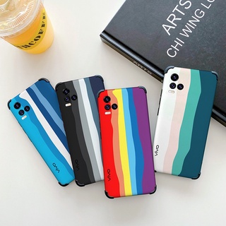 แท้ เคสโทรศัพท์มือถือ ซิลิโคน ไล่โทนสีรุ้ง สําหรับ Vivo Y21 Y21S Y33S Y73 4G Y31 Y51 Y51A 2021 2020