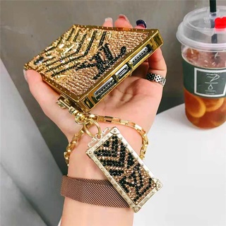 Samsung Galaxy A03S A03 CORE A02S M02S A02 M02 A10 M10 J4 J6 plus Luxury Glitter Square Gold Bracelet Phone Case