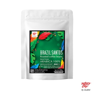 เมล็ดกาแฟคั่ว บราซิล ซานโตส อาราบิก้า 100% 200กรัม ตรา เนเจอร์ คาเฟ่ Brazil Santos Roasted Coffee Beans Natur Cafe Brand