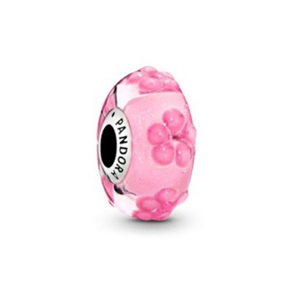 (พร้อมส่ง)*New*Pandora Pink Flower Murano Glass Charm