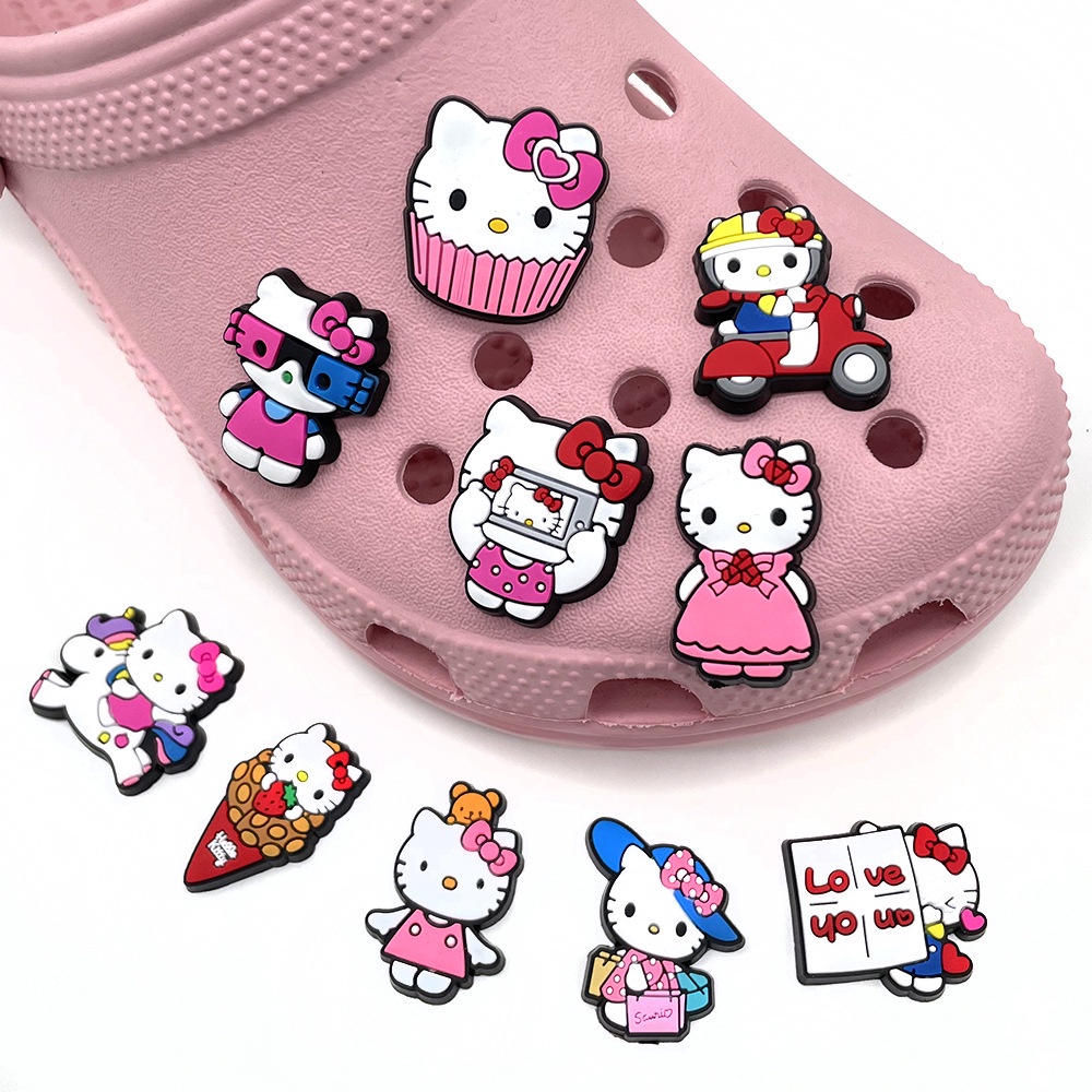Croc Jibbit Cute Kitty DIY เครื่องประดับหัวเข็มขัดรองเท้าลายการ์ตูน