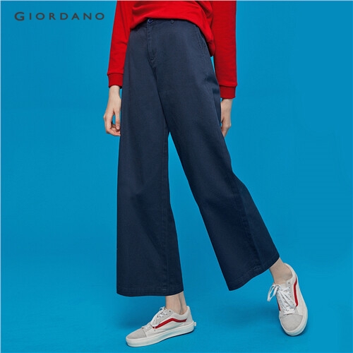 GIORDANO WOMEN Elastic waist wide-leg ankle-length pants 05429325