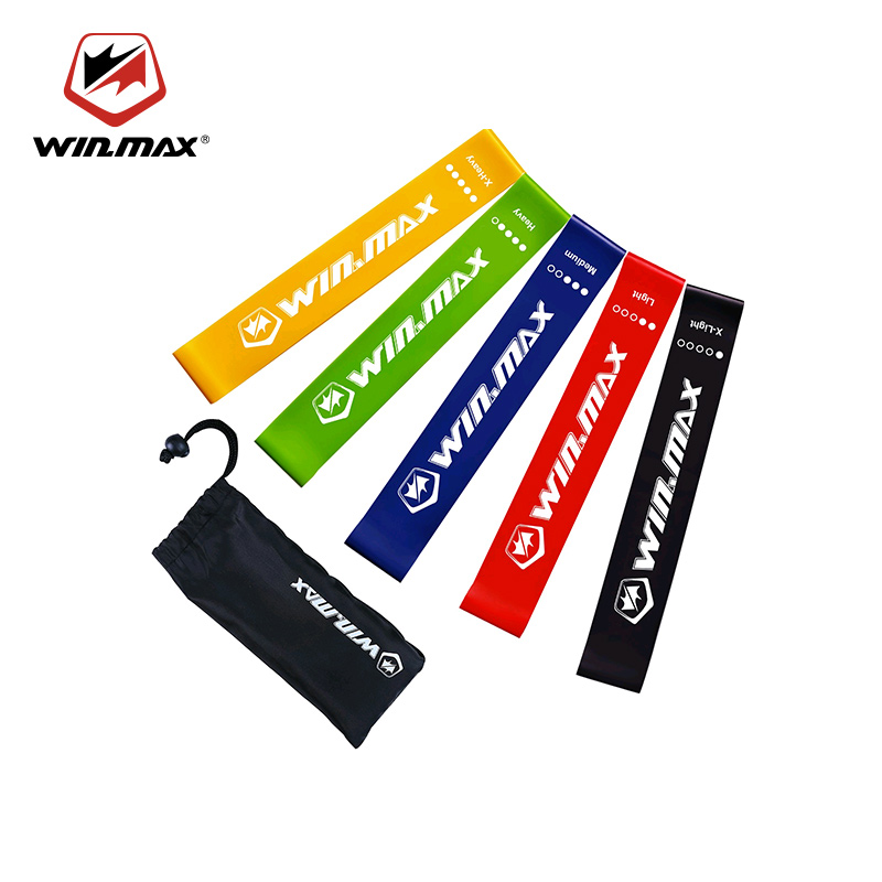 Winmax 5 ชิ้น / เซต แถบต้านทาน ยางยืด เชือกดึง พอดี ลดกองซ้อนของ ยาง โยคะ ฟิตเนส วงขยาย ออกกําลังกาย พร้อมกระเป๋าถือ