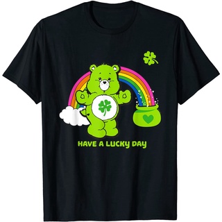 เสื้อยืดครอปBear ฤดูร้อนmen disney  Care Bears Have A Lucky Day T-Shirt เสื้อยืดแฟชั่นคอกลม สบายๆ ผ้าฝ้าย100%S-5XL