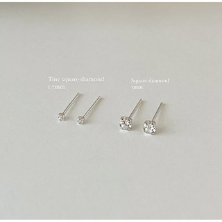 Your wishlist / ต่างหูเพชร cz ต่างหูเงินแท้ / Square cz diamond stud earrings