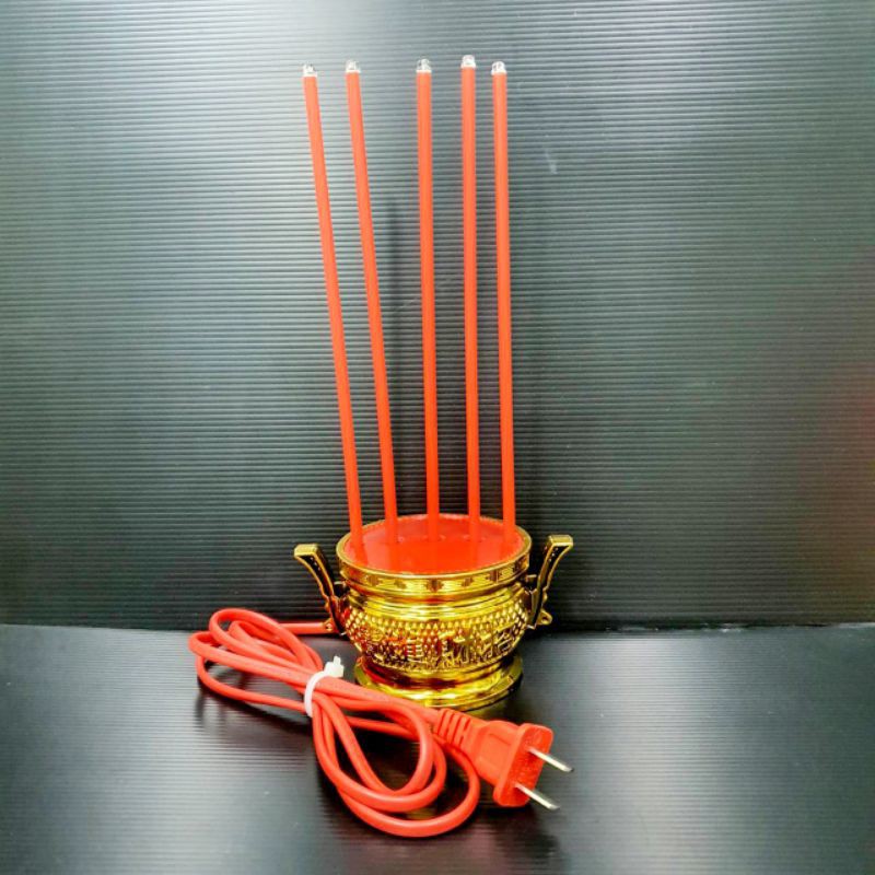 กระถางธูปไฟฟ้าหลอด Led ธูป5ดอก สีแดง แบบเสียบปลั๊ก กระถางธูปจีน ธูป ...
