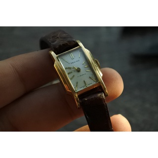 นาฬิกา Vintage มือสองญี่ปุ่น DEN-RO 1950 SWISS MADE ชุบทอง 50 Micronระบบไขลาน UNISEX ทรงสี่เหลี่ยม กรอบทองหน้าปัด 18mm