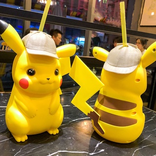 แก้วน้ําไฟฟ้า ลายการ์ตูน Pikachu เอลฟ์ โปเกม่อน พร้อมหลอดดูด สําหรับนักสืบ