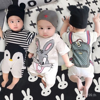 🎉พร้อมส่ง🎉 Baby onesie ฤดูร้อน 0-3 เดือนผ้าฝ้ายแท้ baby romper ชุดนอนทารกแรกเกิด romper แขนสั้นกระเป๋าบางผายลม SL5214