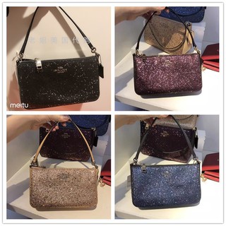 พร้อมส่ง แท้ 🇺🇸💯% New Coach พอช รุ่นใหม่ TOP HANDLE POUCH WITH STAR GLITTER COACH F39656 MIDNI