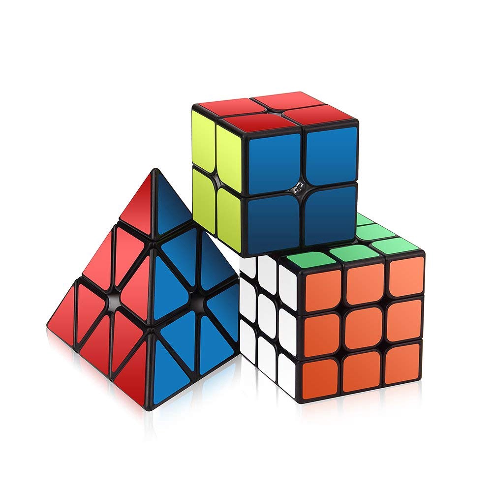 Roxenda Speed Cube Set Magic Cube Set of 2x2x2 3x3x3 Speed Cube Smooth Puzzle Cube Transparent Black
