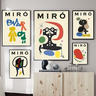 Joan Miro ภาพโปสเตอร์ ผ้าแคนวาส พิมพ์ลายกราฟฟิติ สไตล์นอร์ดิก สําหรับตกแต่งผนัง ห้องนั่งเล่น