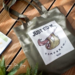 [NEW] ถุงผ้าลินิน ลายสลอธ - Sloth, Just do it Tomorrow Linen Totebag