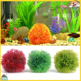 ลูกบอลหญ้าเทียม พลาสติก ทรงกลม สีเขียว สําหรับตกแต่งตู้ปลา