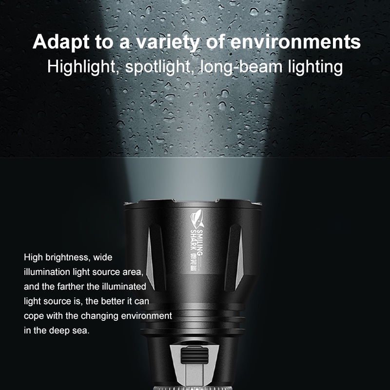 Smilingshark SDQ20 ไฟฉายดําน้ํา led ไฟฉาย ไฟฉายดำน้ำมืออาชีพ M90 ไฟฉายดำน้ำที่แข็งแกร่งแสง USB ชาร์จใหม่ได้กันน้ำสำหรับดำน้ำตกปลาอุปกรณ์ดำน้ำมืออาชีพ — صورة 5