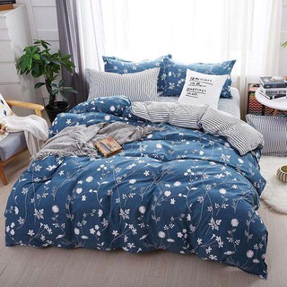 Sweet Kip Bedding ผ้าปูที่นอนขนาด 3.5ฟุต, 5ฟุต, 6ฟุต พร้อมผ้านวมขนาด 6ฟุต 180 x 220 เซ็นติเมตร รวม 6 ชิ้น ดอกไม้สีเทา