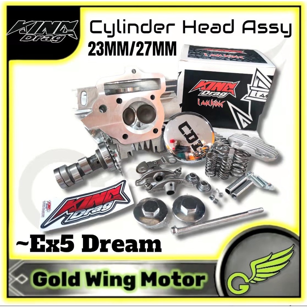 KINGDRAG EX5 DREAM RACING CYLINDER HEAD ASSY SET 23 27 RACING VALVE 23MM/27MM WAVE100R W100