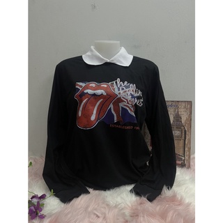 เสื้อโปโลคอปกสีดำ สกรีนหน้าแน่นมาก แนววินเทจ90🤩🤩