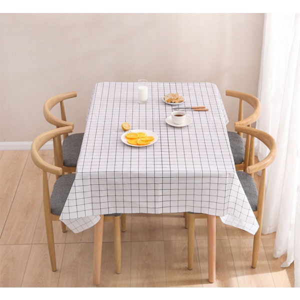 Nibiru ผ้าปูโต๊ะ PEVA 137x180ซม. ลายตารางสีขาว-ดำ