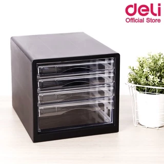Deli 9774 File Cabinet ตู้เอกสาร แบบ 4 ชั้น A4 (สีดำ) อุปกรณ์สำนักงาน ตู้เก็บเอกสาร ชั้นเก็บเอกสาร อุปกรณ์จัดเก็บเอกสาร