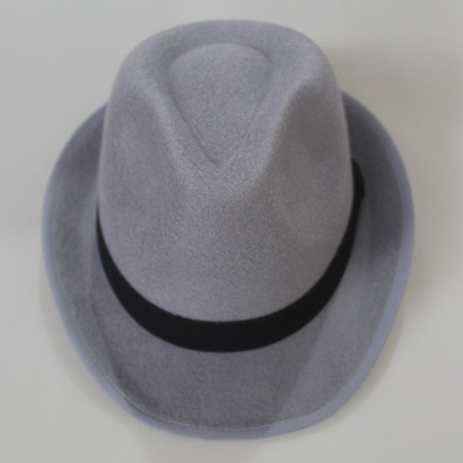 หมวก Fedora กํามะหยี่สีเทาอ่อนธรรมดาหมวก Fedora สีเทาอ่อนสําหรับผู้ใหญ่ผู้ชายและผู้หญิง
