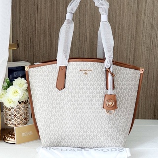 🎀 (สด-ผ่อน) กระเป๋าสะพาย สีขาว งาน Shop Michael Kors 30T1GJBT3B Jane Large Logo Tote Bag