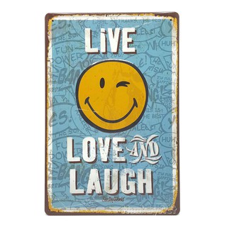 ป้ายสังกะสีวินเทจ Live Love and Laugh (ปั๊มนูน)