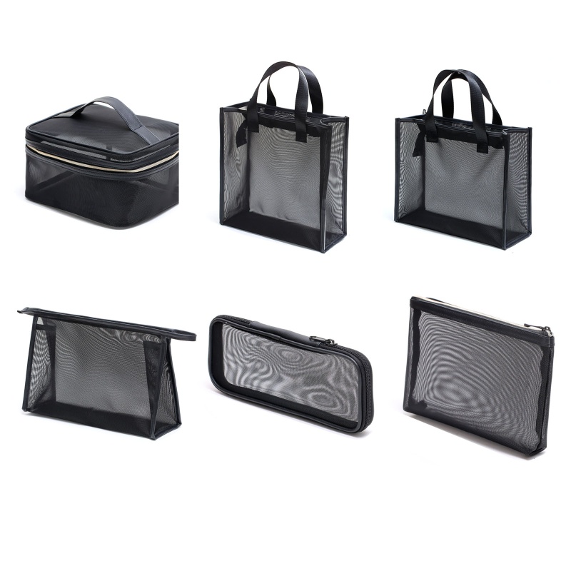 RUN Mesh Makeup Bag Pouch Cosmetic Organizer for Case Travel Toiletry Bags