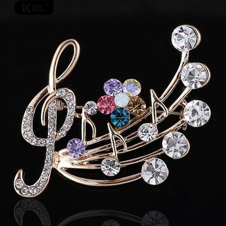 ‴สตรี Rhinestone Musical Note Blossom เข็มกลัด Pin เครื่องประดับ Party Xmas ของขวัญ