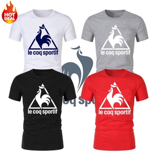 เสื้อยืดคอก ลมแขนสั้นผ้าฝ้ายพิมพ์ลาย Le Coq Sportif