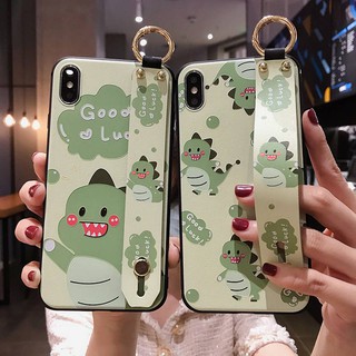 แฟชั่น สายรัดข้อมือ น่ารัก ไดโนเสาร์ เคส iPhone 13 pro max 12 pro max 12 mini 11 pro max xs max xr 7plus 8 plus se 2020 6s plus 6 plus  CASE tpu ซิลิก้าเจล เปลือกนิ่ม