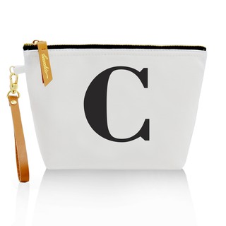 กระเป๋าผ้าลายอักษร ALPHABET CLUTCHES POUCH WHITE ”C”