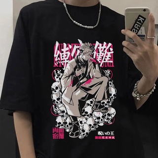 เสื้อยืดครอปเสื้อยืดแขนสั้น ผ้าฝ้าย 100% พิมพ์ลายกราฟฟิคอนิเมะ Jujutsu Kaisen Ryomen Sukuna พลัสไซซ์ สําหรับผู้ชายS-5XL