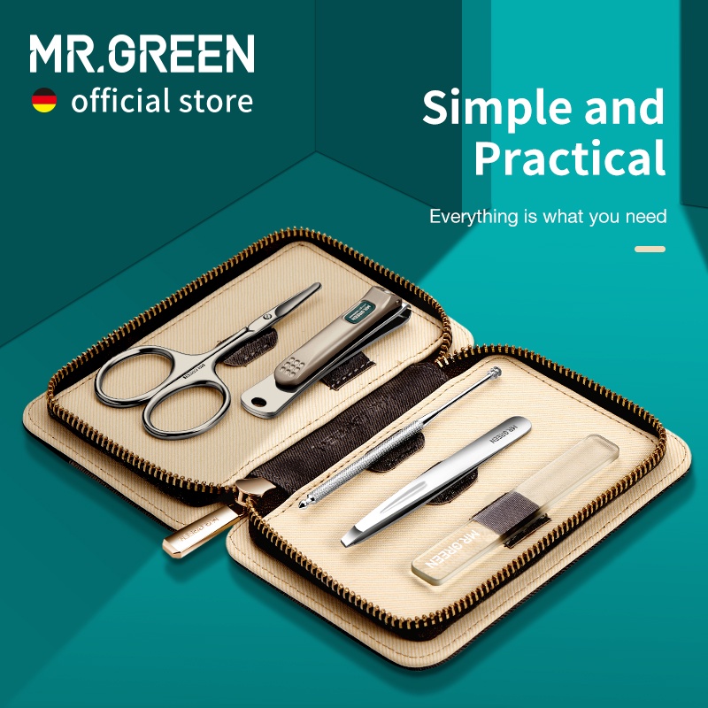 Mr.green ชุดกรรไกรตัดเล็บ 9 in 1 มืออาชีพ การออกแบบที่ตัดกัน พร้อมซองหนัง กรรไกรตัดเล็บ สเตนเลส เครื่องมือดูแลส่วนบุคคล