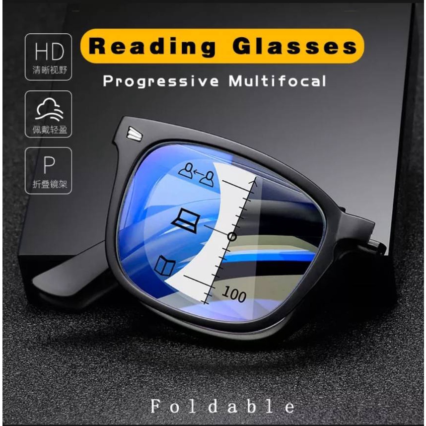 แว่นสายตายาว Anti-Blue Progressive Multifocal lens แบบพับได้ และสวยงาม