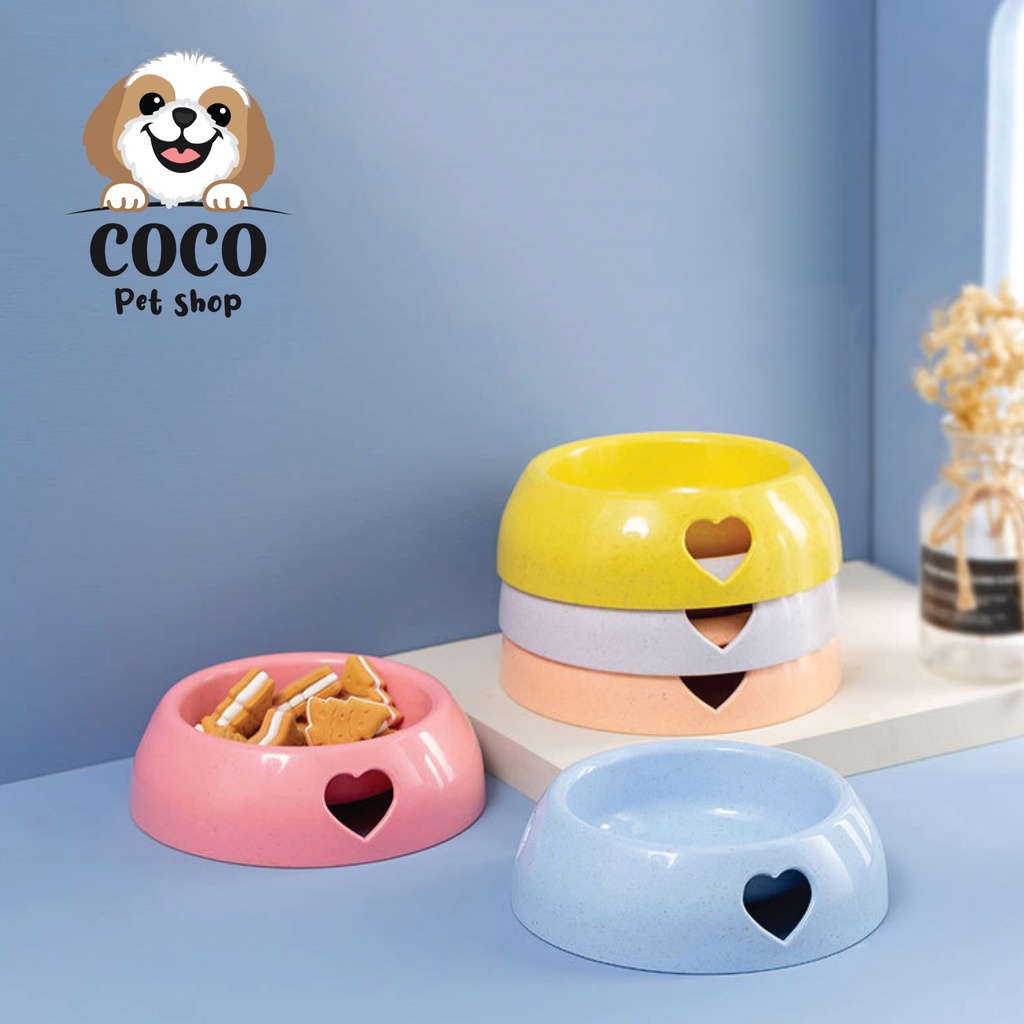 cocopet_shop ชามอาหารสัตว์เลี้ยง ใส่อาหารสุนัข และ อาหารแมว แบบชามใส่อาหาร 1 ช่องลายรูปหัวใจ?