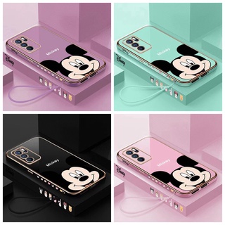 Soft case OPPO Reno 8 Z 5G Reno 8 4G Reno 8 5G Reno 8 Pro 5G A57 4G 2022 A76 A96 A16K A16e ขอบตรง 90° การ์ตูน Mickey Case
