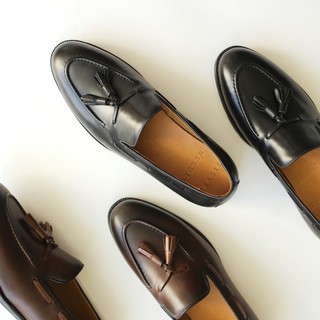 leather tassel loafers