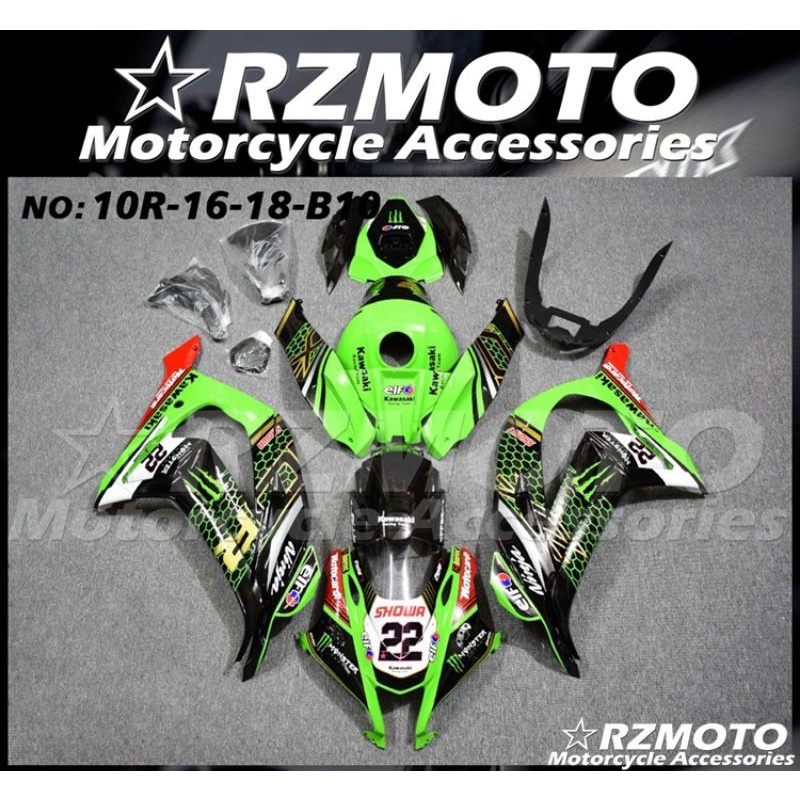 ชุดแฟริ่งชุดสีแต่ง kawasaki ninja ZX10r บิ๊กไบค์สีเขียว ZX10R ปี2016/17/18/19จำหน่ายชุดแฟริ่ง bigbik