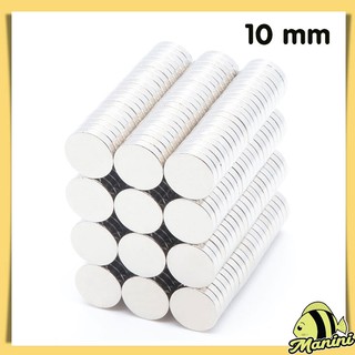 MANINI (1 ชิ้น) แม่เหล็ก Neodymium ทรงกระบอกขนาด10mm มีหลายความหนาแรงดูดสูง แม่เหล็กทดลองวิทยาศาสตร์ อุปกรณ์สำหรับงานDIY