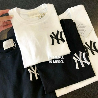 พร้อมส่ง เสื้อยืดแขนสั้นครึ่งแขน ผ้าฝ้ายแท้ ปักลาย NY สีขาว ทรงหลวม แนวสตรีท สําหรับครอบครัว แม่ และลูก