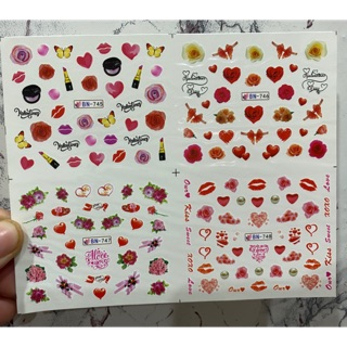 สติ๊กเกอร์ติดเล็บวาเลนไทน์ รูปหัวใจ แทททูติดเล็บ มีหลายแบบให้เลือก
