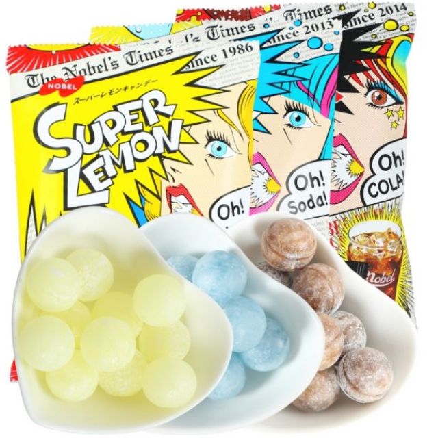 Nobel Super Candy ลูกอมรสเปรี้ยว ลูกอมเปรี้ยว จากญี่ปุ่น  (88-90g) มี 3 รสให้เลือก