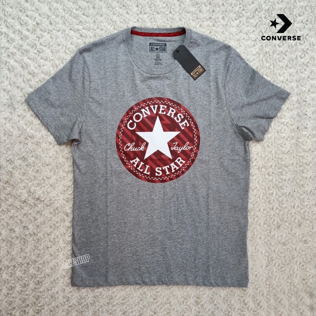 ใหม่❈™เสื้อยืดคอนเวิร์ส ของแท้100% เสื้อคอนเวิร์ส CONVERSE Clothing 12-31387CGY สีเทา พร้อมส่ง YY007