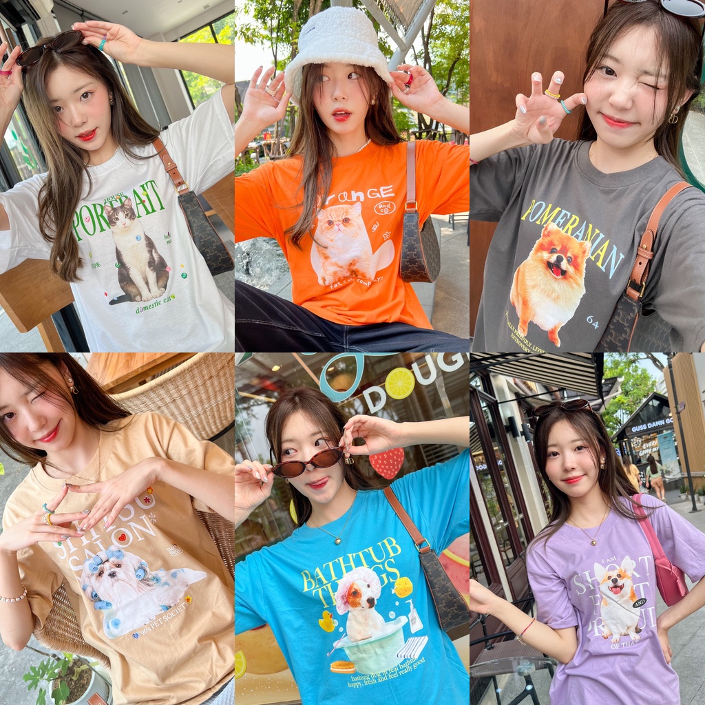 ลด30-50% กดในLive,Video เสื้อยืด กระต่าย หมา เเมว ปอมๆ หลายสี oversize สุดปัง สไตล์เกาหลี เเฟชั่นน่ารัก สาวอวบใส่ได้